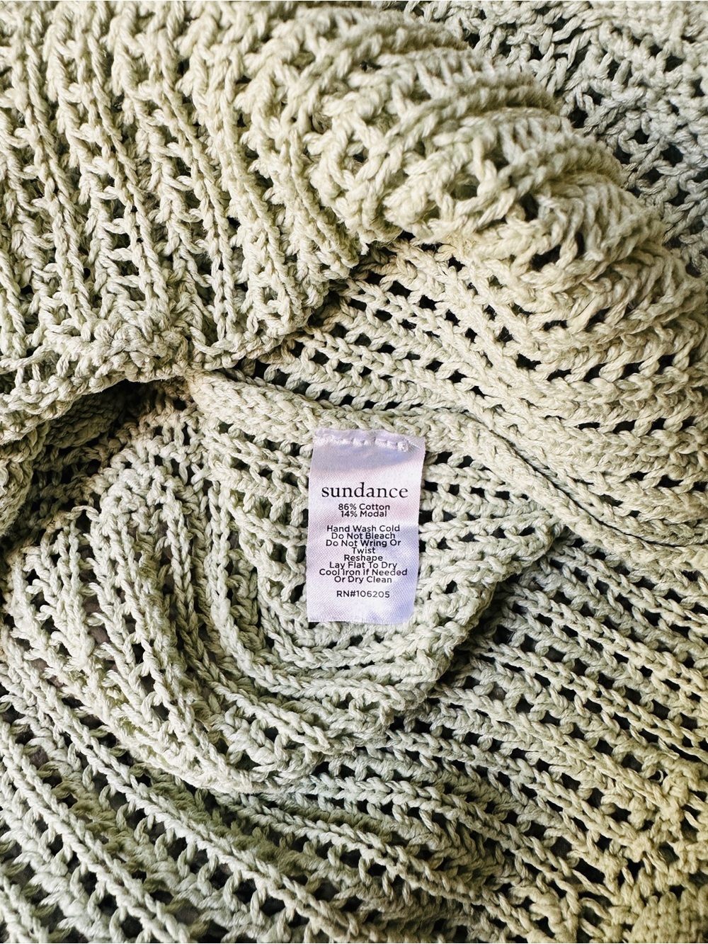 Sundance Light Sage Crochet Button-Up Cardigan - Picture 4 of 5